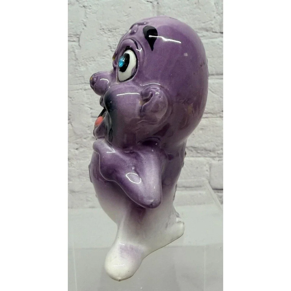 Vtg Kreiss Psycho Ceramics Purple Monster Figurine My Operation Stitches Kitschy